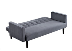 72" Velvet Convertible Futon Sofa Bed - Full Out Twin Sleeper Couch w/Channel Stitch, Wood Frame & High-Density Foam - Space-Saving for Apartments/Dorms, Grey