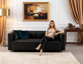 Polyester Sofa with Tufted Low Back Design, Elegant 3 Seater Couch for Coastal and Modern Farmhouse Living Rooms, 87 Inch Wide, Easy Assembly