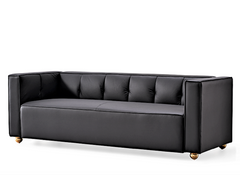 Polyester Sofa with Tufted Low Back Design, Elegant 3 Seater Couch for Coastal and Modern Farmhouse Living Rooms, 87 Inch Wide, Easy Assembly