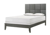 1pc King Size Bed Contemporary Design Textured Front Panels Features Geometric Paneling Headboard Gray Gun Metal Finish