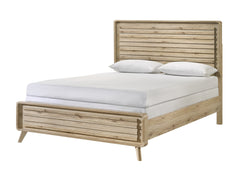 Mid-century-inspired 1pc Queen Size Panel Bed Slatted Headboard and Footboard Warm, Wood-inspired Finish Modern Retreat