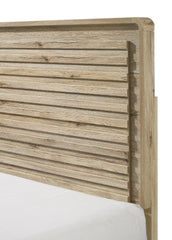 Mid-century-inspired 1pc Queen Size Panel Bed Slatted Headboard and Footboard Warm, Wood-inspired Finish Modern Retreat