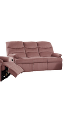 Luxurious Velvet Blush Pink Color 3-Seater Manual Recliner Sofa Couch Manual Motion Plush Armrest Living Room Furniture 1pc Sofa Couch