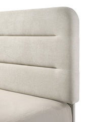 Plush Upholstered Design 1pc King Size Panel Bed Sleek Lines Neutral Palette Beautiful Bedroom Furniture Antique White