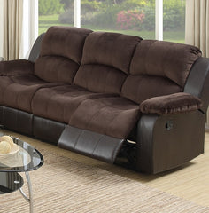 Motion Loveseat 1pc Living Room Furniture Chocolate Padded Suede w. Faux Leather Plush Cushion Couch