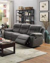 Contemporary Motion Sofa 1pc Couch Metal Reclining Plush Cushion Living Room Furniture Slate Blue Breathable Leatherette Recliners