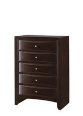 1Pc Contemporary 5 Drawer Chest Brown Finish Solid Wood Wooden Bedroom Furniture