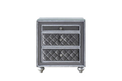 1pc Glam 3-Drawer Nightstand Velvet Tufted Drawer Front Jewelry Tray Faux Crystal Drawer Knobs