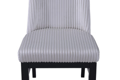 2pc Contemporary Upholstered Side Chair Light Gray Textured Fabric Upholstered High Back Cushioned Seat Wooden Dining Room Home Furniture Black Finish