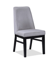 2pc Contemporary Upholstered Side Chair Light Gray Textured Fabric Upholstered High Back Cushioned Seat Wooden Dining Room Home Furniture Black Finish