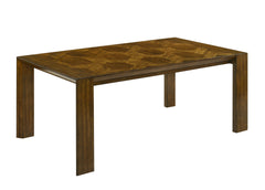 5pc Rectangular Dining Table Handcrafted Feel Solid Wood Tailored Chairs Tufted Upholstered Soft Neutral Fabric Wooden Dining Room Furniture