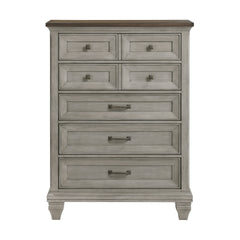 Five Drawers Chest Antique Gray and Brown Finish Bedroom Furniture 1pc