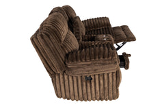 Living Room Contemporary Chocolate Corduroy 1pc Motion Loveseat w Console Storage Box Reclining Couch