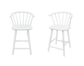2pc White Contemporary Counter Height Stool Chair Spindle Back Wooden Kitchen Dining Room Furniture