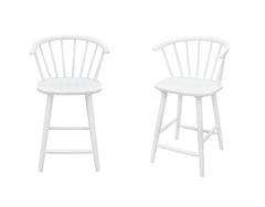 2pc White Contemporary Counter Height Stool Chair Spindle Back Wooden Kitchen Dining Room Furniture