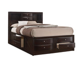 Dark Cherry Queen Storage Platform Captain's Bed with Bookcase Headboard Drawers Solid Wood Furniture