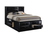 Black Queen Storage Platform Captain's Bed with Bookcase Headboard Drawers Solid Wood Furniture