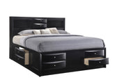Black King Storage Platform Captain's Bed with Bookcase Headboard Drawers Solid Wood Furniture