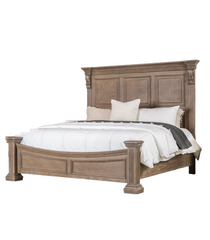 Formal Traditional Look Weathered Oak 1pc Queen Size Bed Panel Headboard Solidwood Carved Details Bedroom Furniture