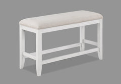 6-Piece Counter Height Dining Set White Rectangular Table Wine Bottle Storage Upholstery Chairs Open Shelf Storage Drawer Wooden Solid Wood Furniture