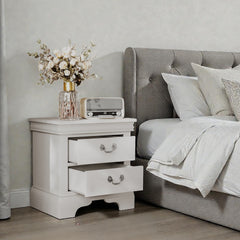 22" x 16" x 22.7" Classic Wooden Nightstand-White