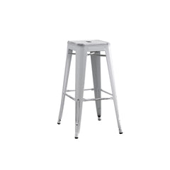Backless Modern Light Weight Industrial Contemporary Rustic Vintage Costal Metal Bar Stools Without Back and 4 Leg Design (Set of 2) (30" Seat, Distressed White)