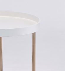 21.75" White Edie Mid-Century Lipped Edge Side Table w/ Copper Legs