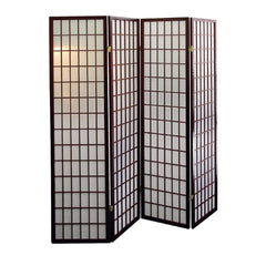 70" Tall 4-Panel Screen / Room Divider, Japanese Style with Cherry finish