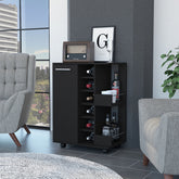 Tennessee Bar Cart, One Cabinet With Division, Six Cubbies For liquor, Two Shelves