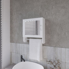 Pine Medicine Cabinet in Melamine With a Towel Bar And Included Mirror, White