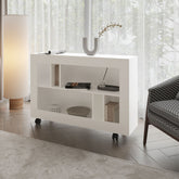FM FURNITURE Cowlic Console Table in Melamine with Open Storage. White