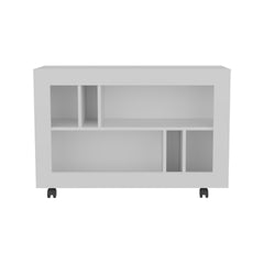 FM FURNITURE Cowlic Console Table in Melamine with Open Storage. White