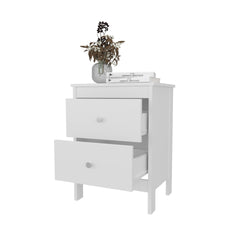 FM FURNITURE Nogales NightStand with 2 Drawers, Withe