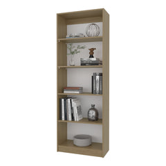 Dam Bookcase with Open Storage and 5 Shelves, Natural Oak and White