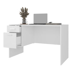 FM FURNITURE Magia Desk, 2 Drawers (1 Lockable), Modern Design, White Finish, Home Office