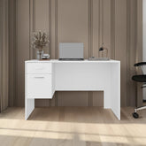 FM FURNITURE Magia Desk, 2 Drawers (1 Lockable), Modern Design, White Finish, Home Office