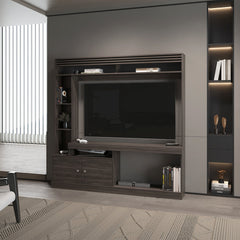 Rock House Entertainment Center with Two Doors and Open Storage, Stained Walnut