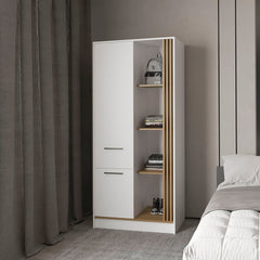 Pekin Modern Wardrobe Organizer with Shelves and Rod, Natural Oak