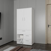 Care Free Multi-Storage Wardrobe with Rod and Shelving, White