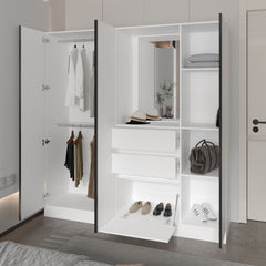 Canyon Wardrobe Organizer with Mirror and Storage Compartments, White