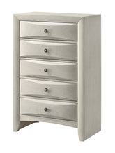 1pc Contemporary Neutral White Finish Curved Drawer Fronts Storage Five Drawers Chest Wooden