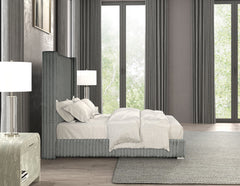 Gray Color Contemporary 1pc Queen Size Bed Fur Chenille Fabric Mattress Ready