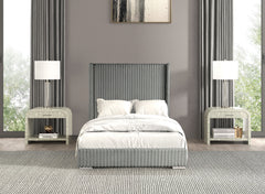 Gray Color Contemporary 1pc Queen Size Bed Fur Chenille Fabric Mattress Ready