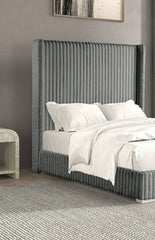 Gray Color Contemporary 1pc Queen Size Bed Fur Chenille Fabric Mattress Ready