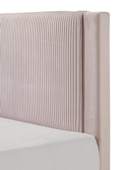 1pc Contemporary Plush Upholstered Headboard Ribbed Texture Low-profile Frame Unobtrusive Legs Queen Platform Bed Pink Bedroom Furniture