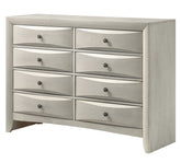 1pc Contemporary Neutral White Finish Curved Drawer Fronts Storage Six Drawers Dresser Wooden Furniture