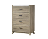 1pc Rustic Transitional Contemporary Chest Natural Brown Faux Stone Top Bed Side Cabinet Furniture