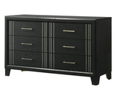 1pc Contemporary Six Drawers Dresser Bed Side Cabinet Wooden Furniture Charcoal Color