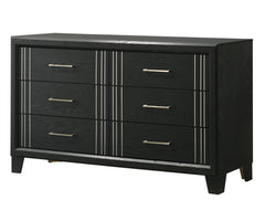 1pc Contemporary Six Drawers Dresser Bed Side Cabinet Wooden Furniture Charcoal Color
