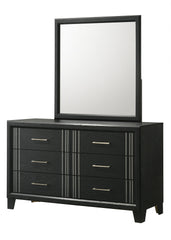 1pc Contemporary Six Drawers Dresser Bed Side Cabinet Wooden Furniture Charcoal Color